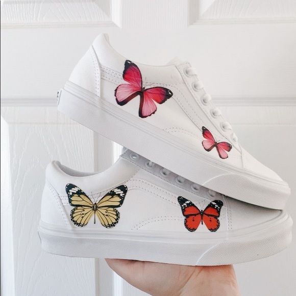 Women vans lace slip on custom butterfly - Picture 2 of 3